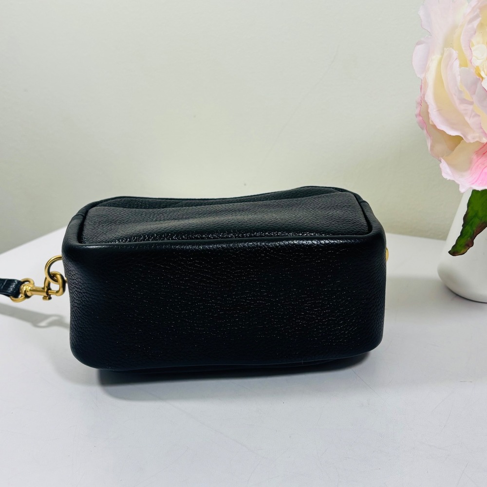 Tory Burch Purse Black Perry Bombe Mini Bag Pebbled Leather Crossbody Gold - Picture 5 of 9
